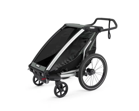 Remorque pour enfant 1 place CHARIOT LITE Aluminium/Vert Agave