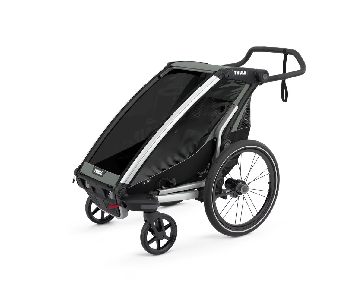 Remorque pour enfant 1 place CHARIOT LITE Aluminium/Vert Agave