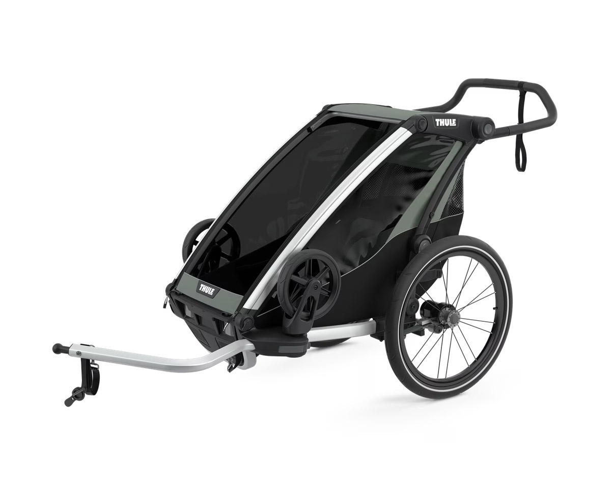 Remorque pour enfant 1 place CHARIOT LITE Aluminium/Vert Agave